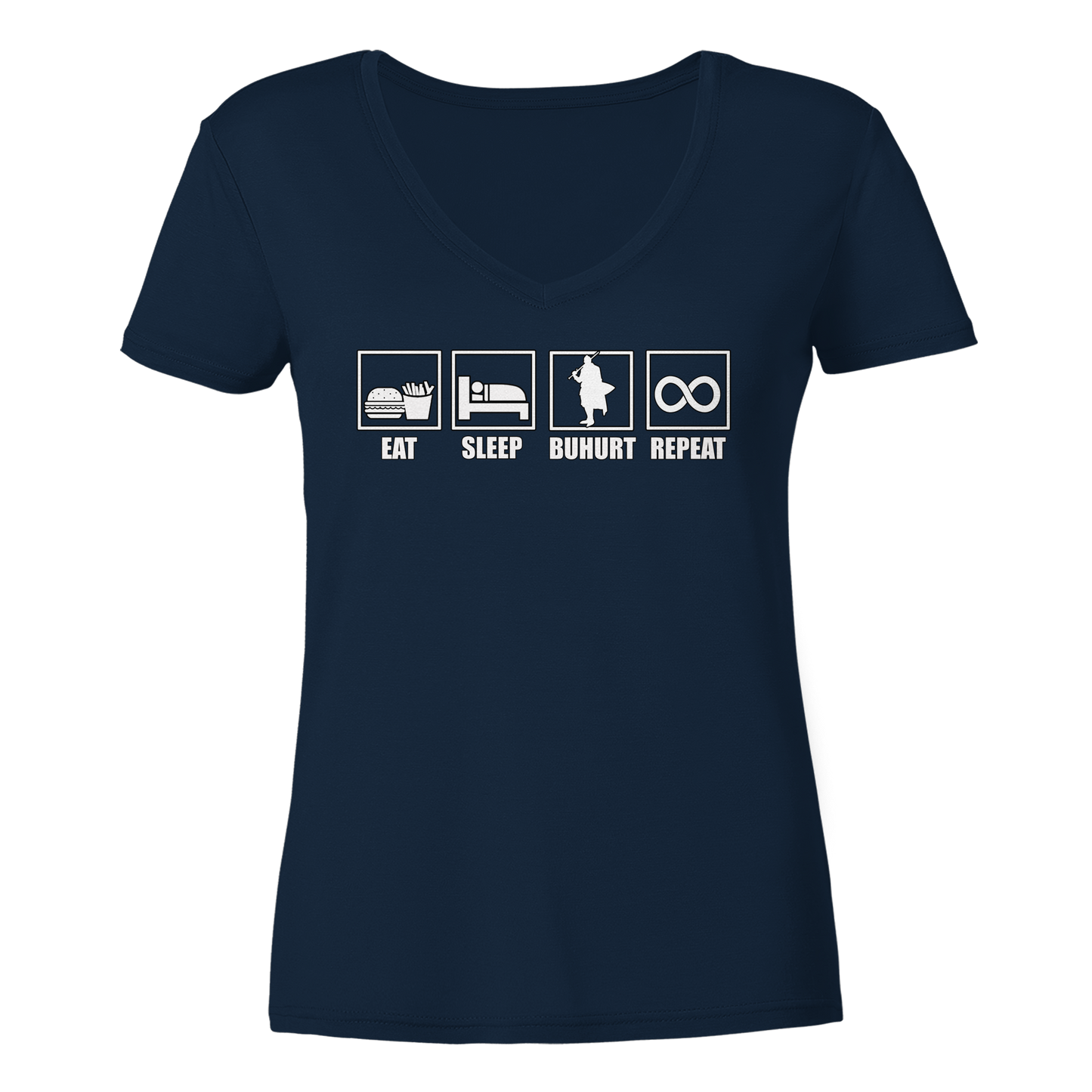 Eat Sleep Buhurt Repeat | Damen Bio V-Neck T-Shirt