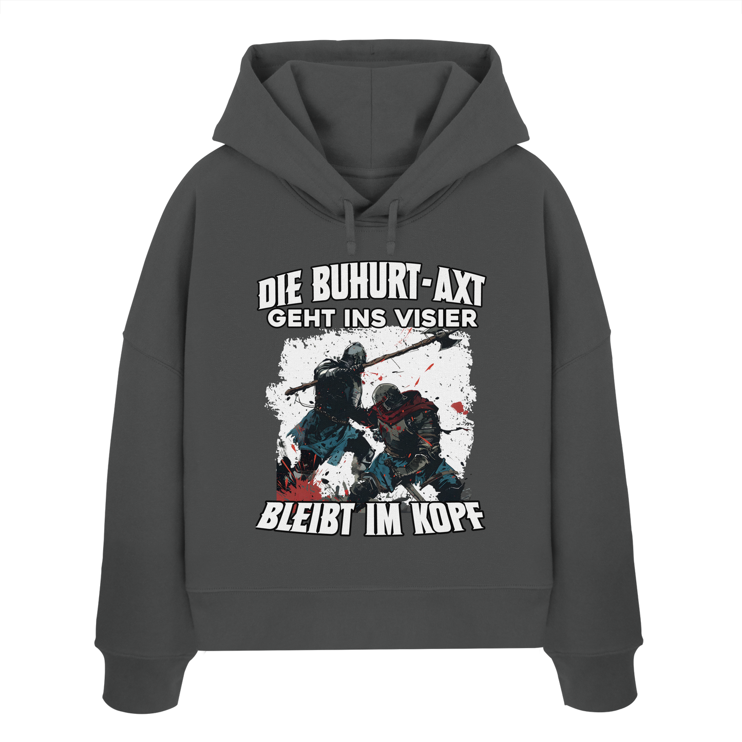 Die Buhurt-Axt geht ins Visier – bleibt im Kopf | Frauen Bio Boxcut Hoodie