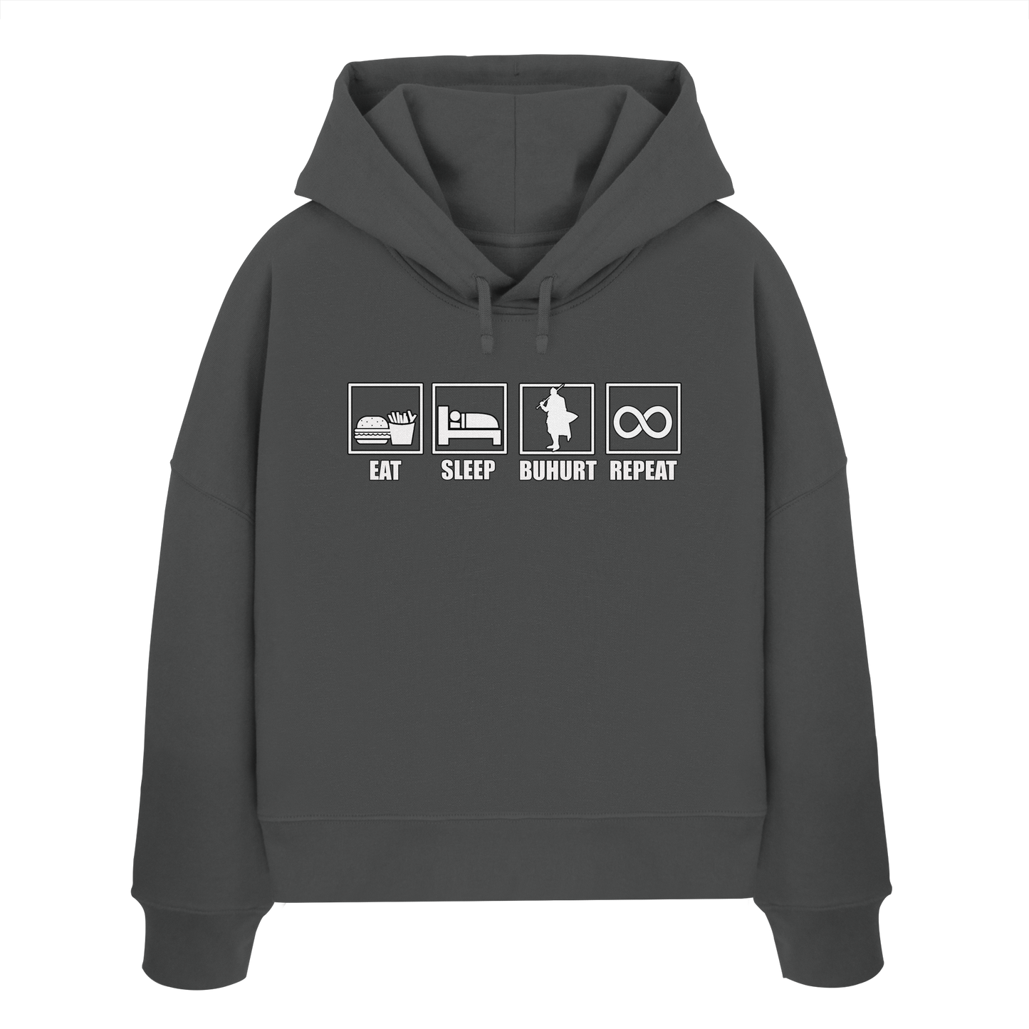 Eat Sleep Buhurt Repeat Damen Hoodie | Frauen Bio Boxcut Hoodie
