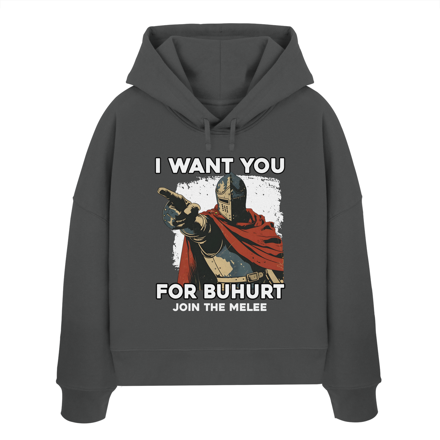 Join the Melee – Buhurt Ritter Propaganda Motiv | Damen Bio Boxcut Hoodie