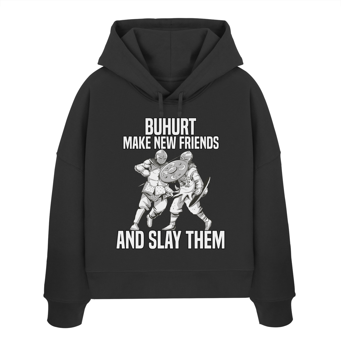 Make New Friends and Slay Them | Frauen Bio Boxcut Hoodie