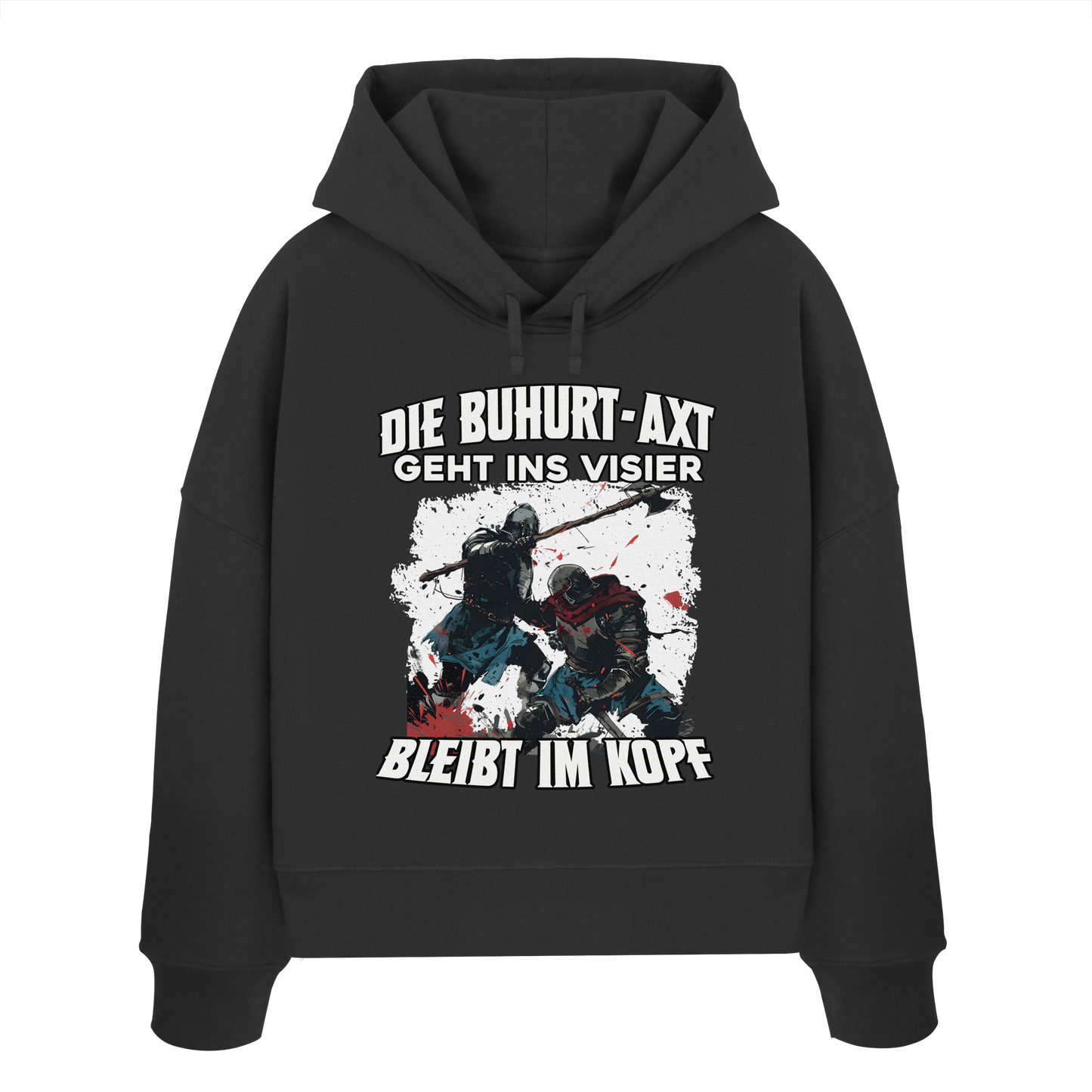 Die Buhurt-Axt geht ins Visier – bleibt im Kopf | Frauen Bio Boxcut Hoodie