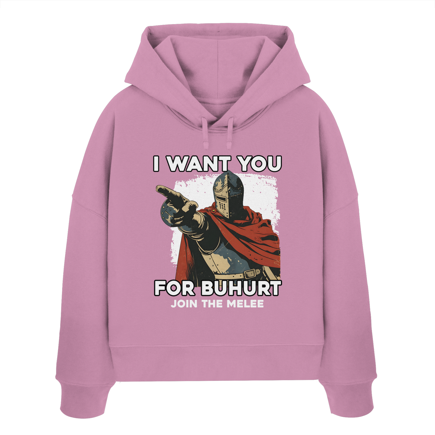 Join the Melee – Buhurt Ritter Propaganda Motiv | Damen Bio Boxcut Hoodie
