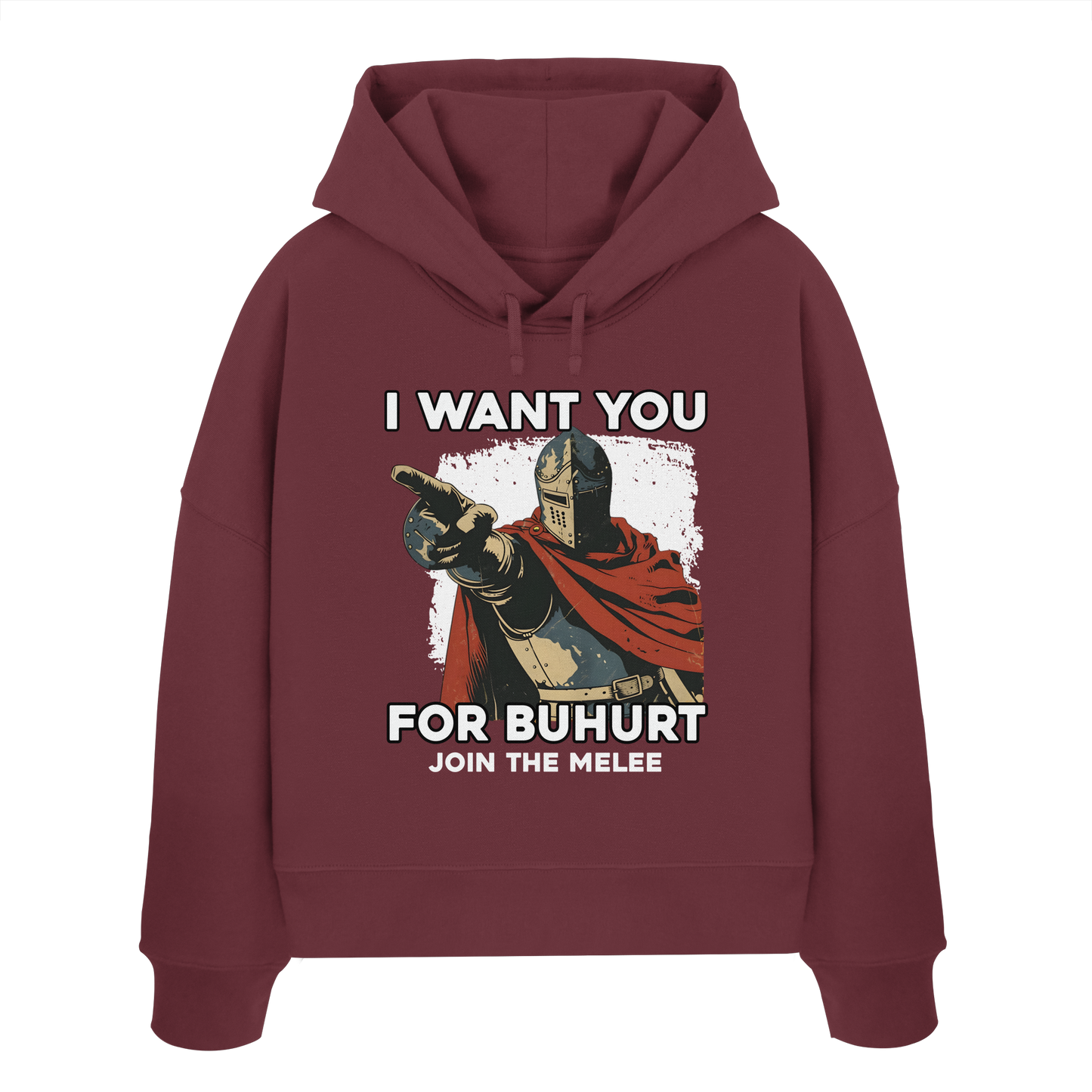 Join the Melee – Buhurt Ritter Propaganda Motiv | Damen Bio Boxcut Hoodie