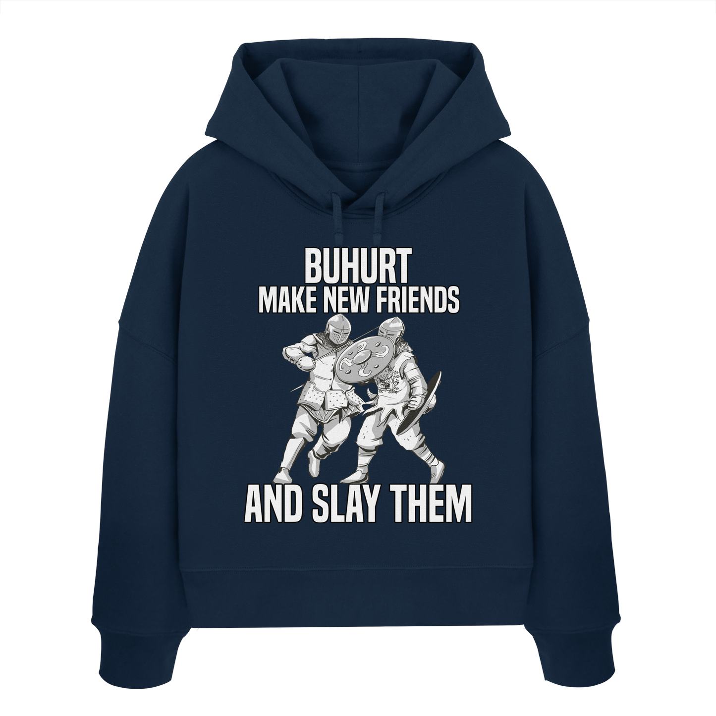 Make New Friends and Slay Them | Frauen Bio Boxcut Hoodie