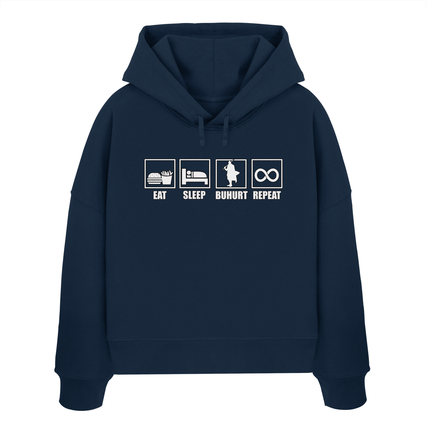 Eat Sleep Buhurt Repeat Damen Hoodie | Frauen Bio Boxcut Hoodie
