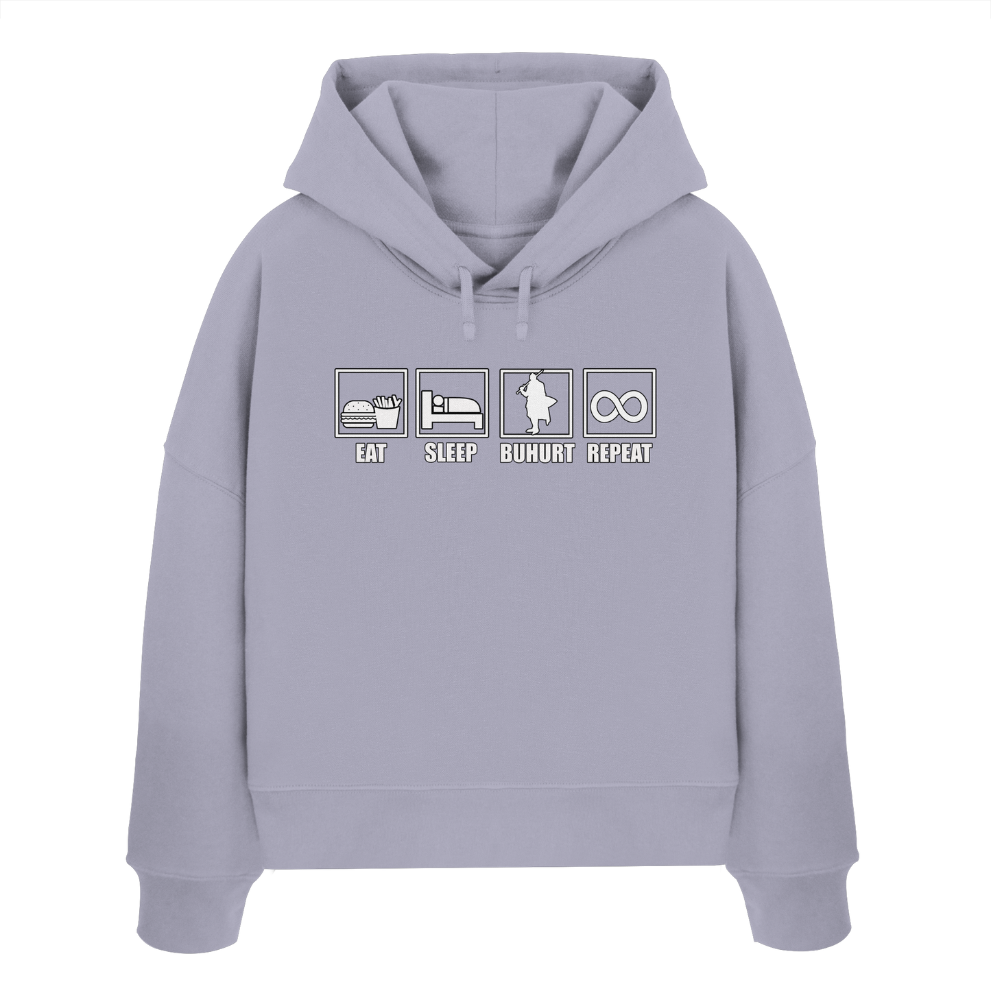 Eat Sleep Buhurt Repeat Damen Hoodie | Frauen Bio Boxcut Hoodie