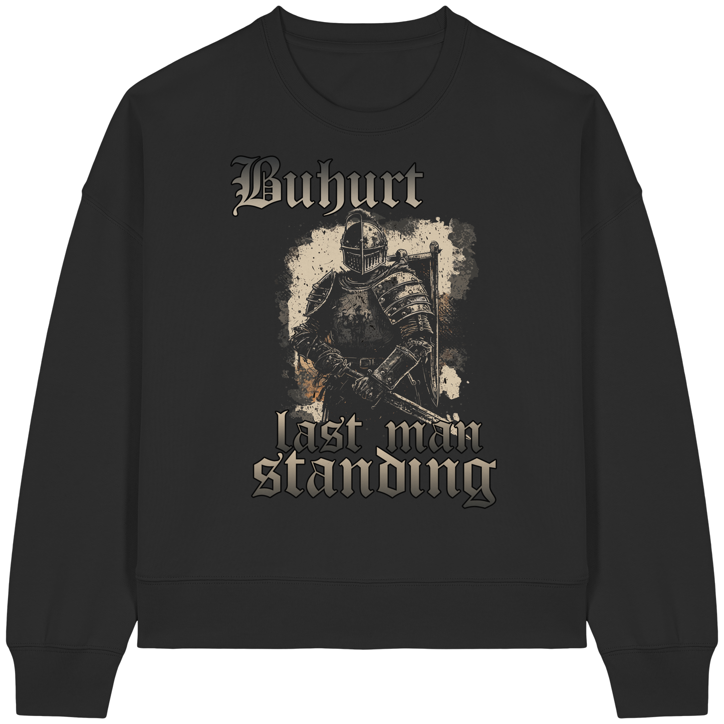 Damen Bio Boxcut Sweatshirt | Buhurt „Last Man Standing“ | Boxcut Frauen Pullover