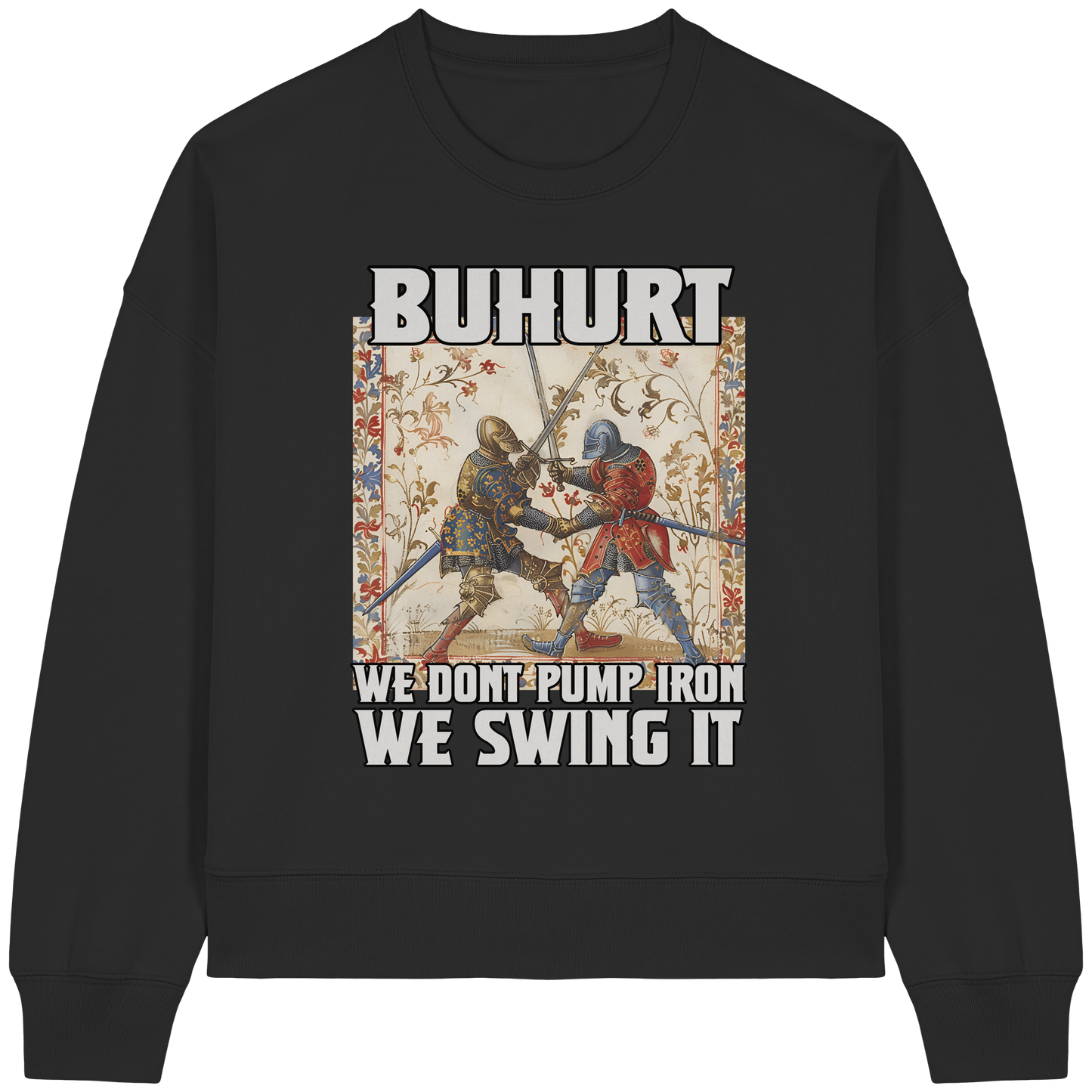 Buhurt Damen Boxcut Pullover | Buhurt „We swing it“ | Boxcut Sweatshirt