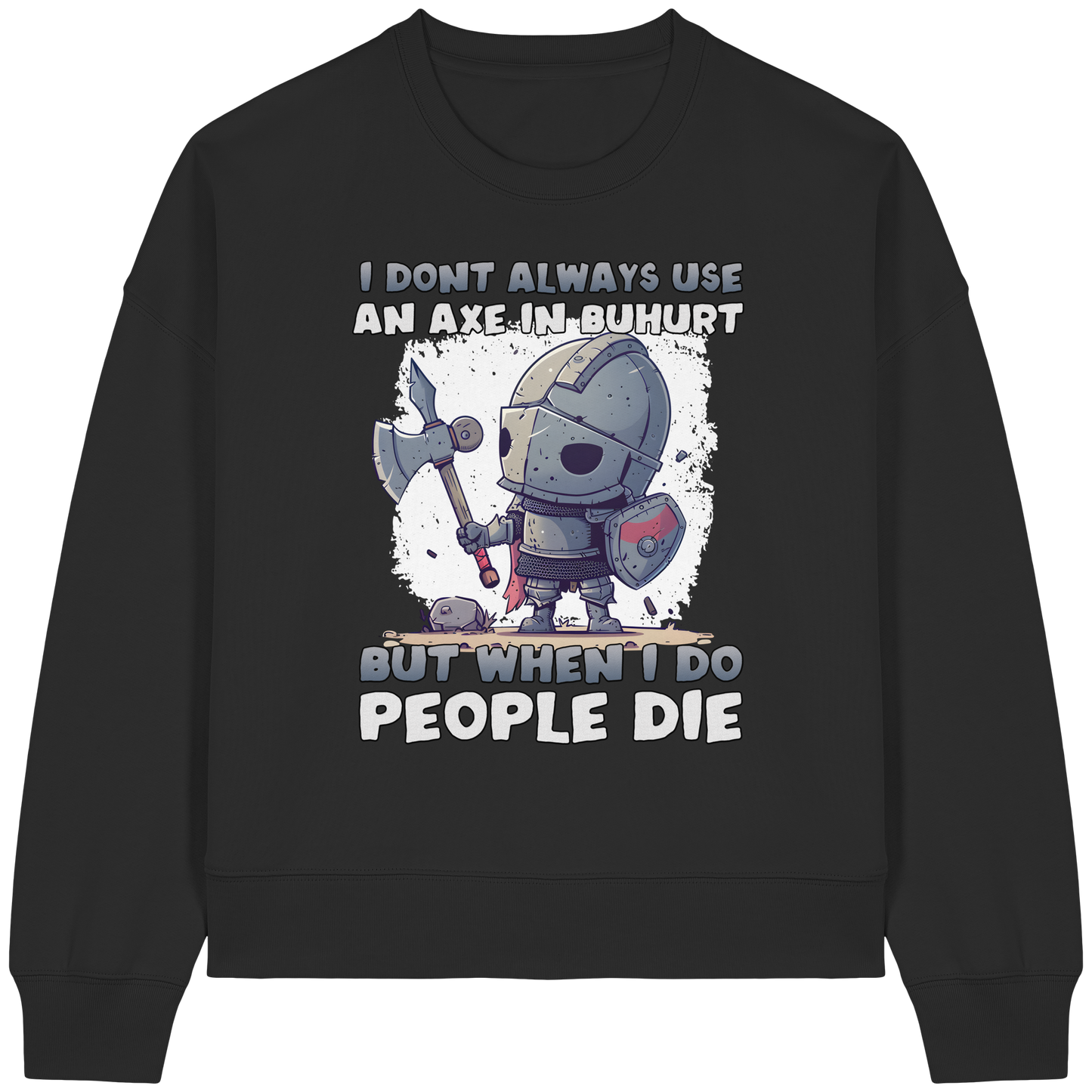 Damen Bio Boxcut Sweatshirt – „Chibi Buhurt Axe Knight“