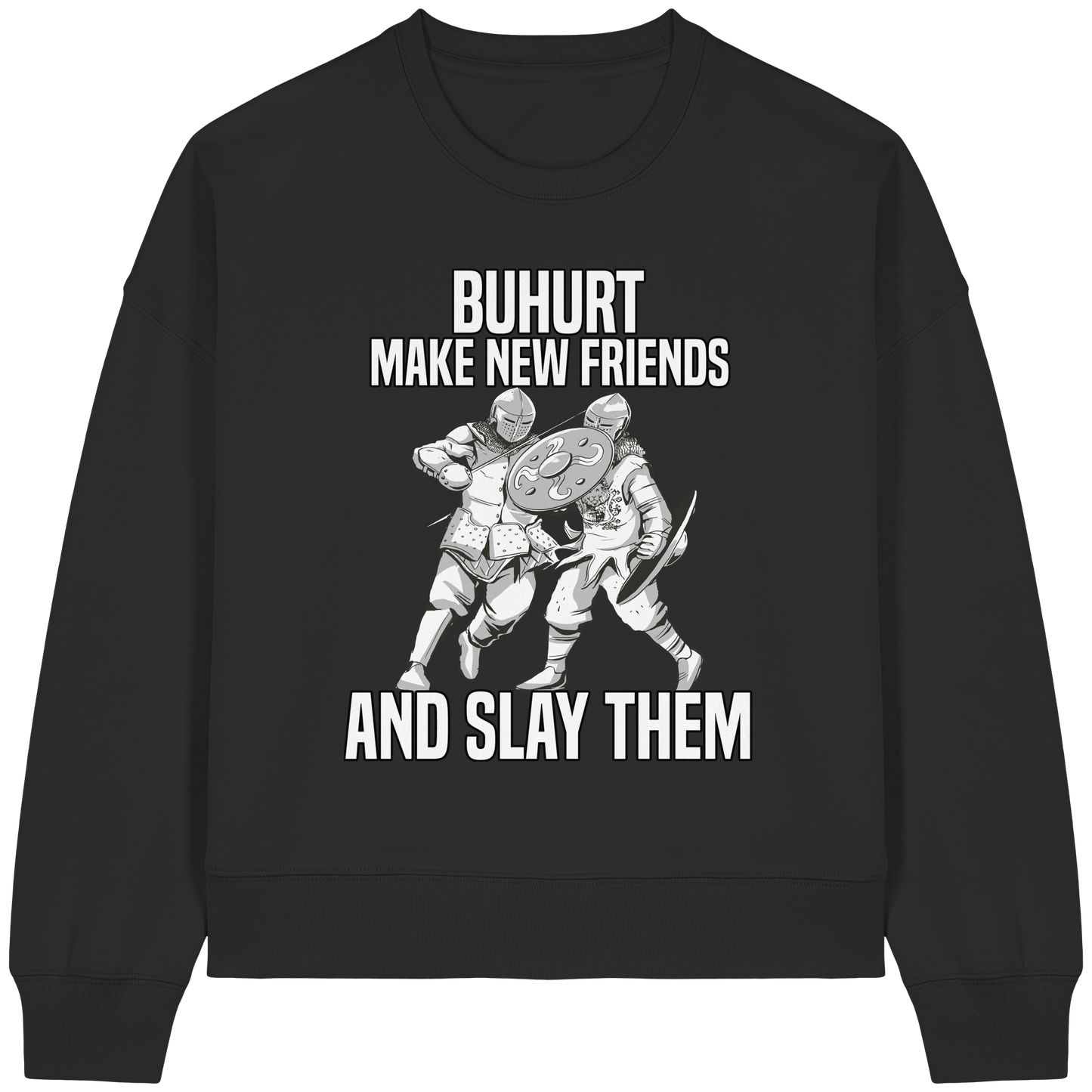 Make New Friends - Frauen Bio Buhurt Boxcut Sweatshirt