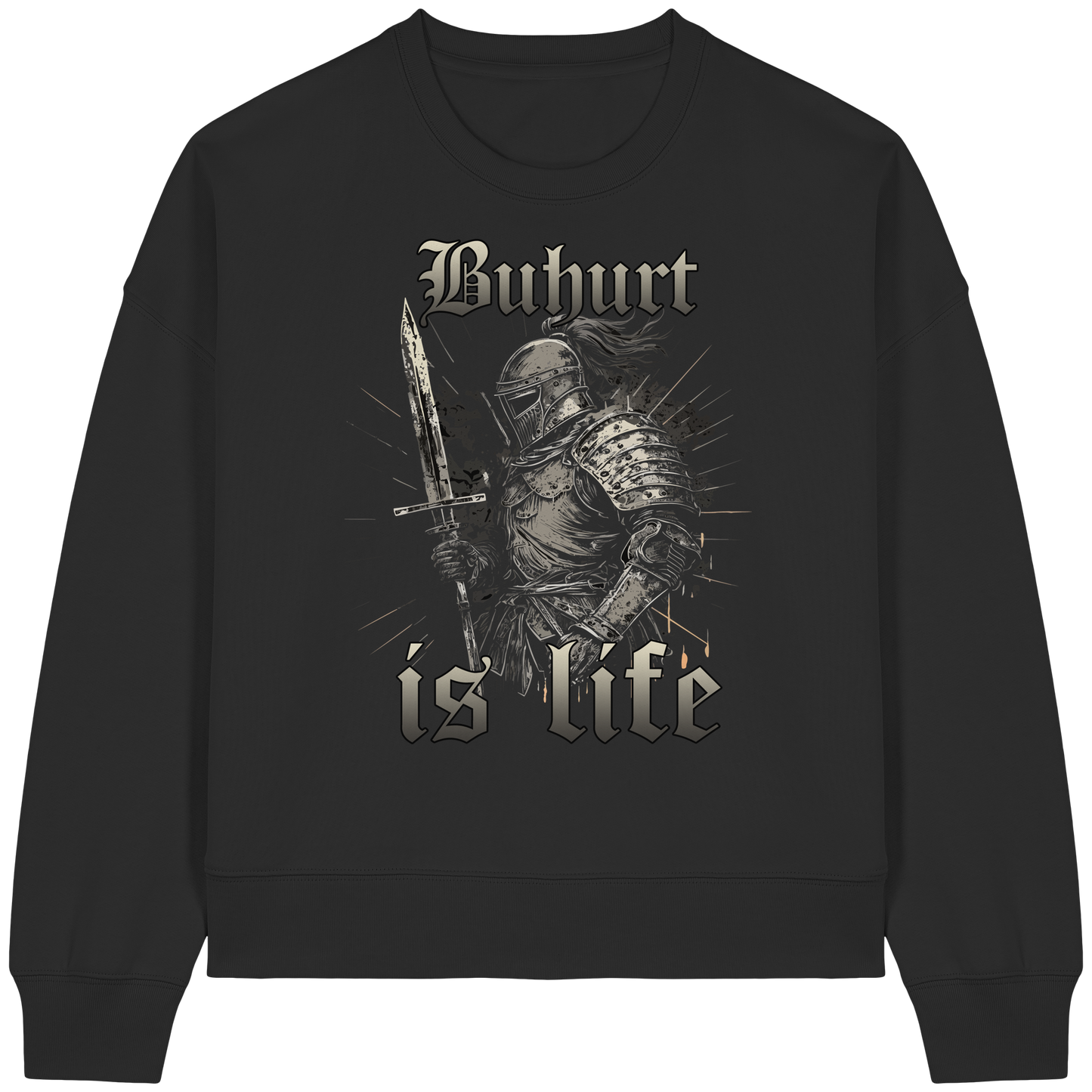 Buhurt Is Life | Damen Bio Boxcut Sweatshirt | Bouhourt Boxcut Pullover