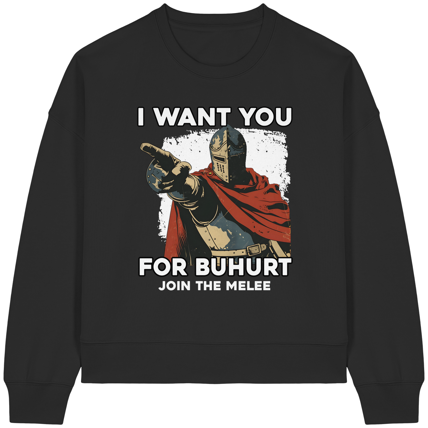 Buhurt Boxcut Damen Hoodie |  „I want you – join the melee“ | Bouhourt Frauen Hoodie