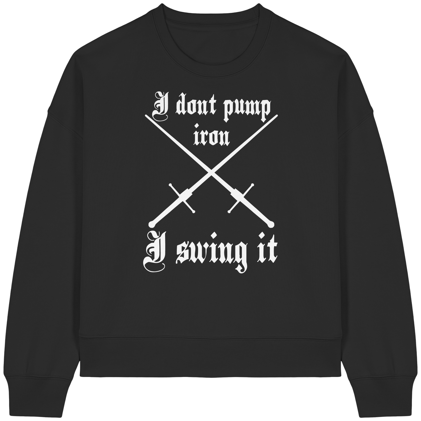 Buhurt Damen Boxcut Sweatshirt | Schwertkampf „I swing it“ |  Bouhourt Boxcut Pullover
