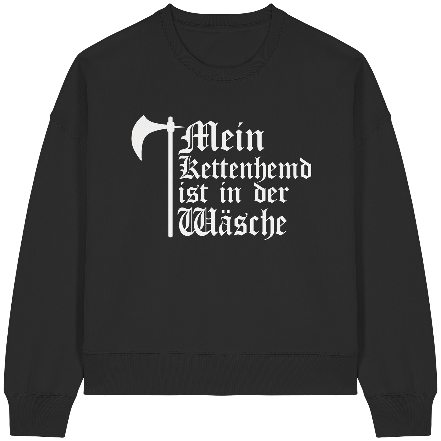 Kettenhemd ist in der Wäsche | Damen Bio Boxcut Sweatshirt | Frauen Boxcut Pullover