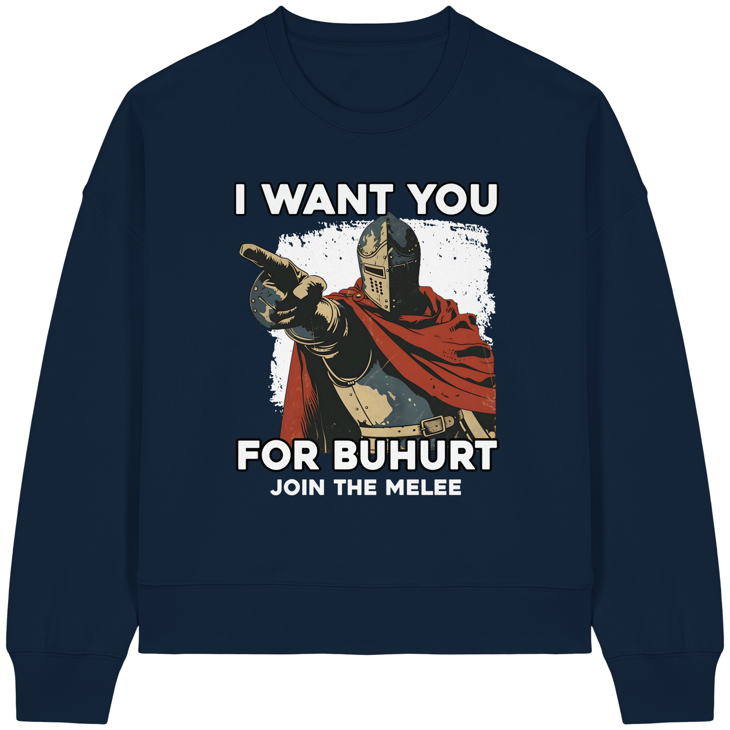 Buhurt Boxcut Damen Hoodie |  „I want you – join the melee“ | Bouhourt Frauen Hoodie