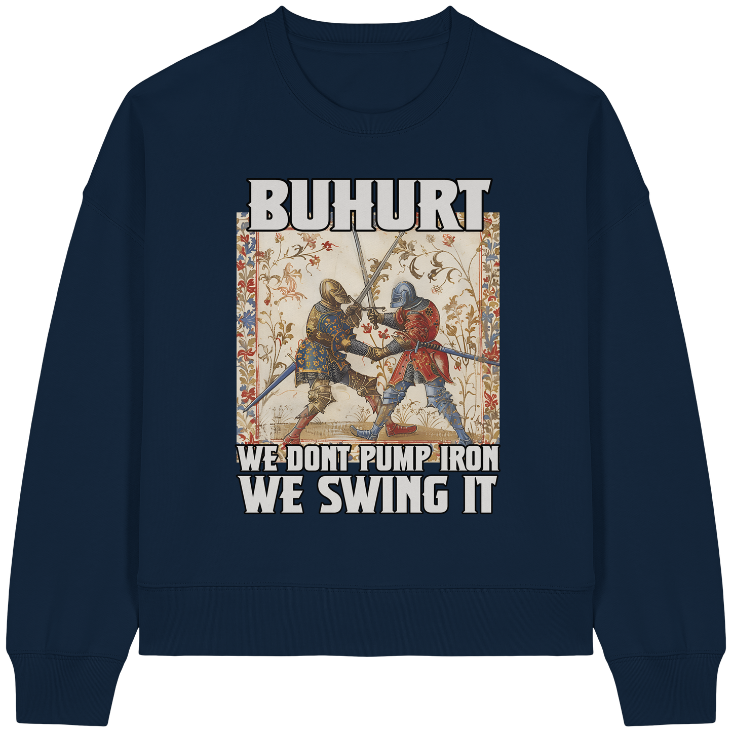 Buhurt Damen Boxcut Pullover | Buhurt „We swing it“ | Boxcut Sweatshirt