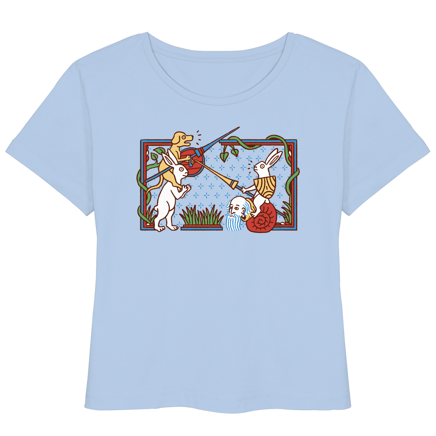 Mittelalter Hase vs Schnecke Duell Damen Lightweight Bio T-Shirt