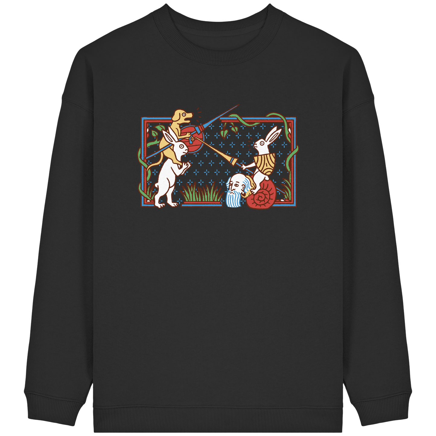 Damen Oversized Sweatshirt | Mittelalterliche Marginalien Hasenritter | Bouhourt