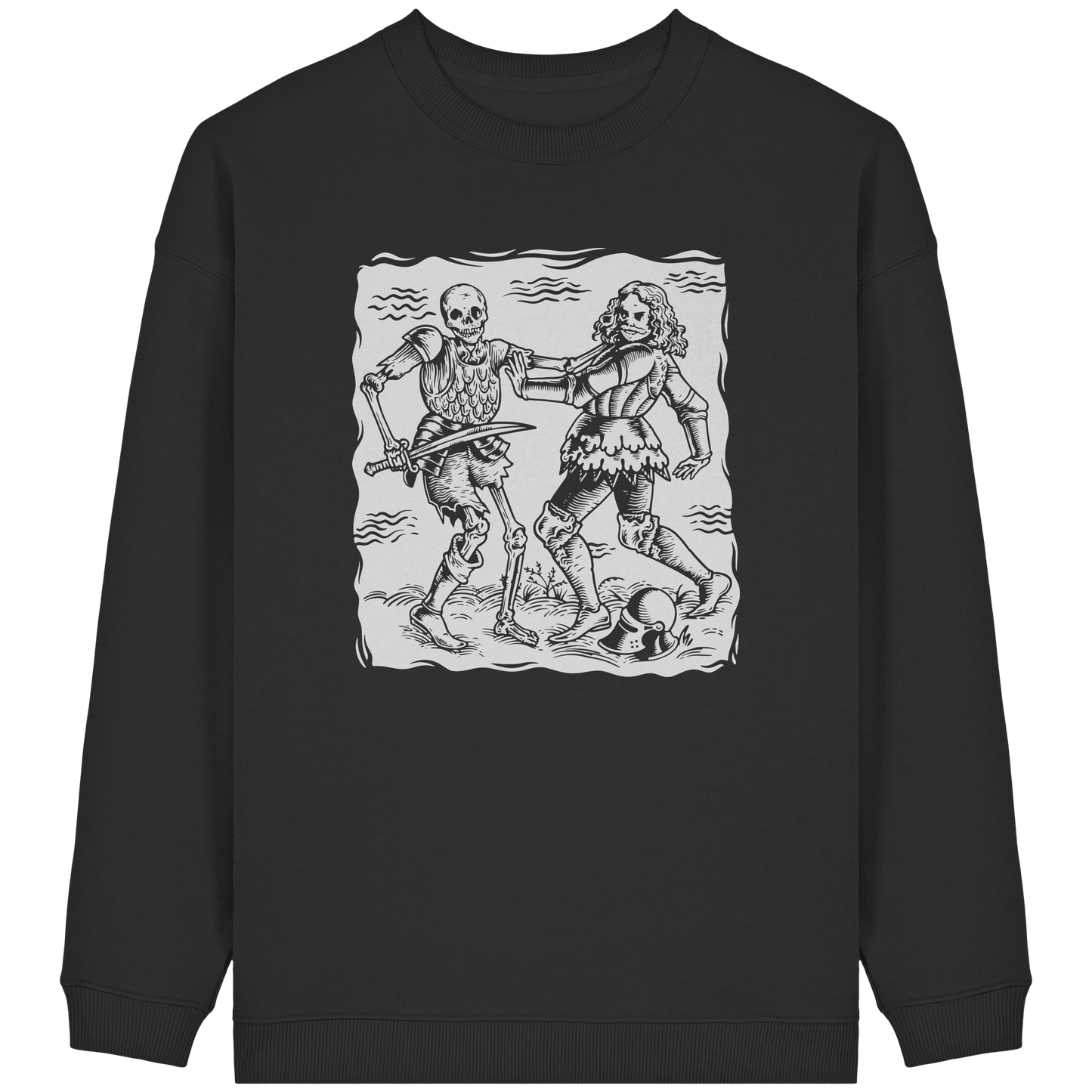 Womens Organic Oversized Sweatshirt – Totentanz Ritter Holzschnitt