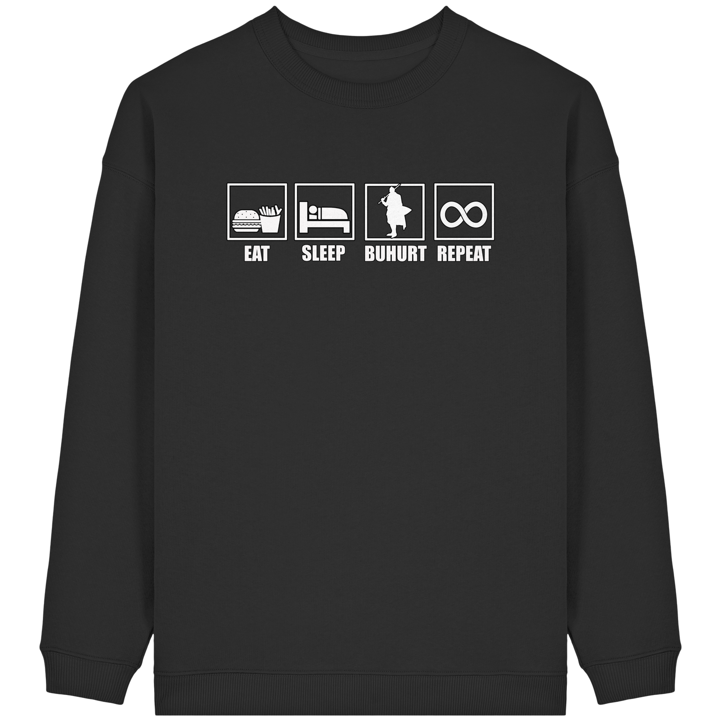 Buhurt Oversized Damen Pullover | Eat Sleep Repeat Buhurt | Bouhourt Frauen Sweatshirt