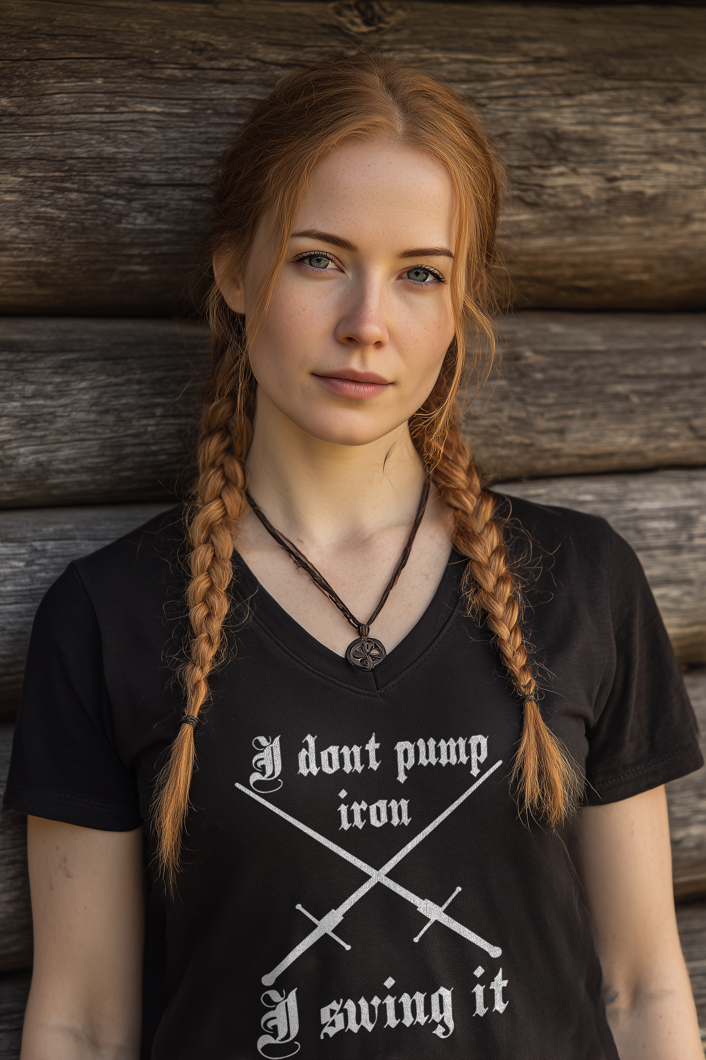 We don’t pump iron – we swing it | Damen Bio V-Neck T-Shirt