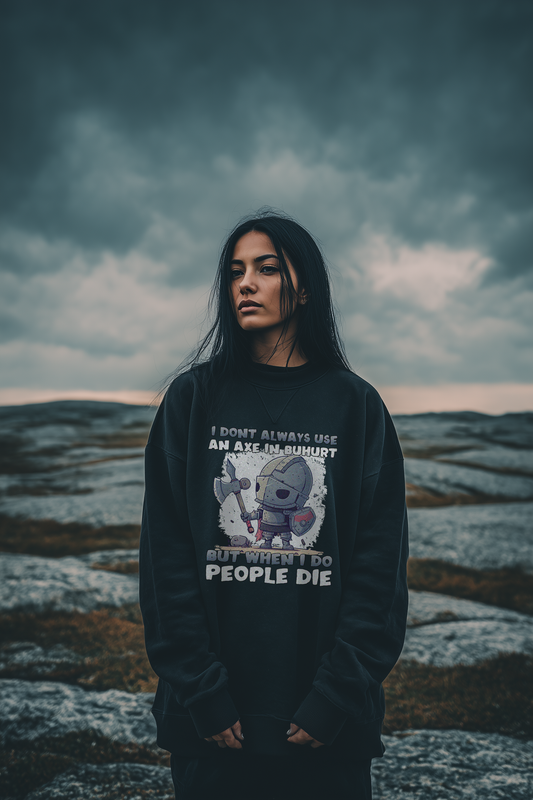 Damen Bio Oversized Sweatshirt – „Chibi Buhurt Axe Knight“
