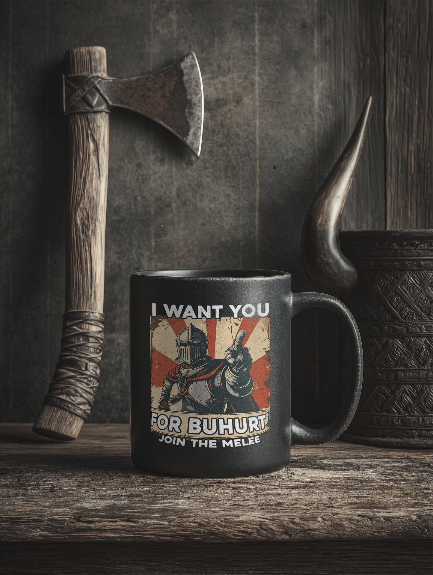 Buhurt Keramik Tasse | „I want you – join the melee“ | Bouhourt Cup
