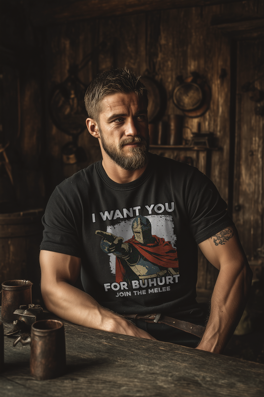 Buhurt Herren Premium T-Shirt | „I want you – join the melee“ | Bouhourt Männer Shirt