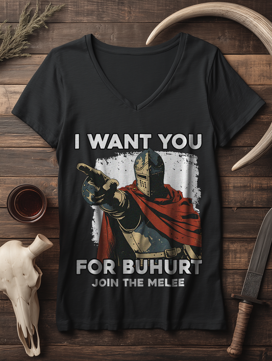 I want you for Buhurt – Join the melee | Damen Bio V-Neck T-Shirt