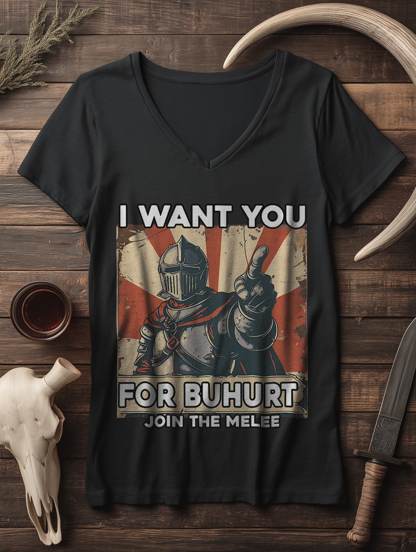 I want you for Buhurt – Join the melee | Damen Bio V-Neck T-Shirt