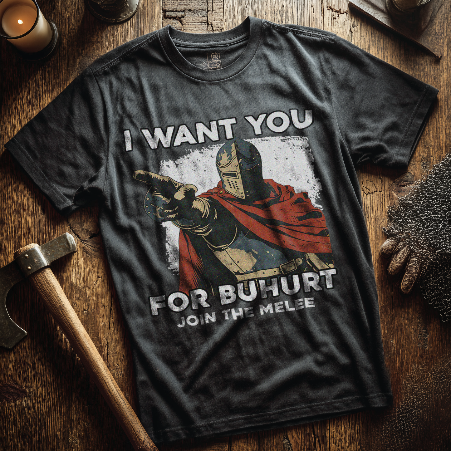 Buhurt Herren Premium T-Shirt | „I want you – join the melee“ | Bouhourt Männer Shirt