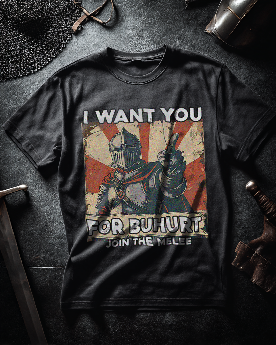 Buhurt Herren Premium T-Shirt | „I want you – join the melee“ | Bouhourt Männer Shirt
