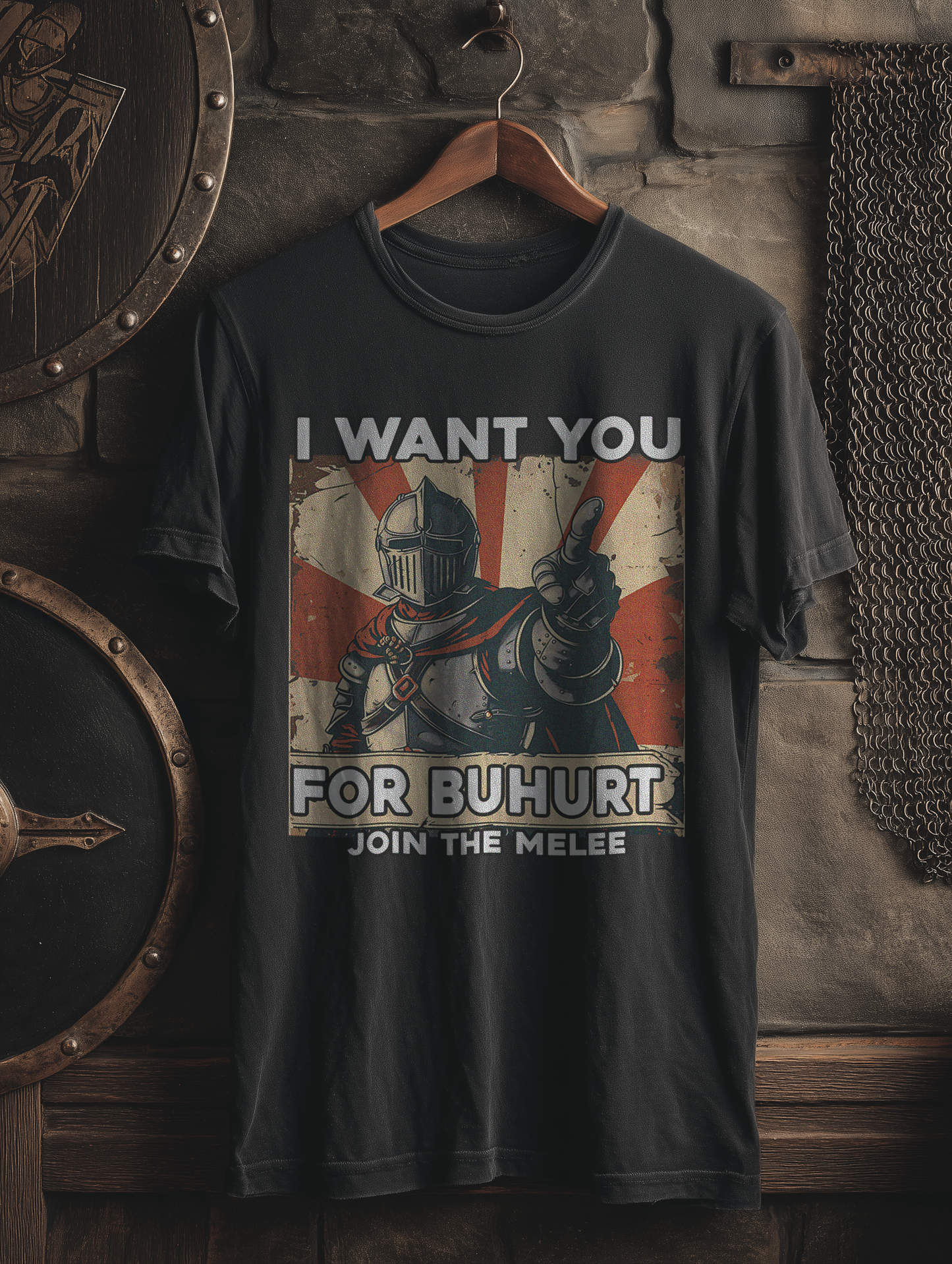 Buhurt Herren Premium T-Shirt | „I want you – join the melee“ | Bouhourt Männer Shirt