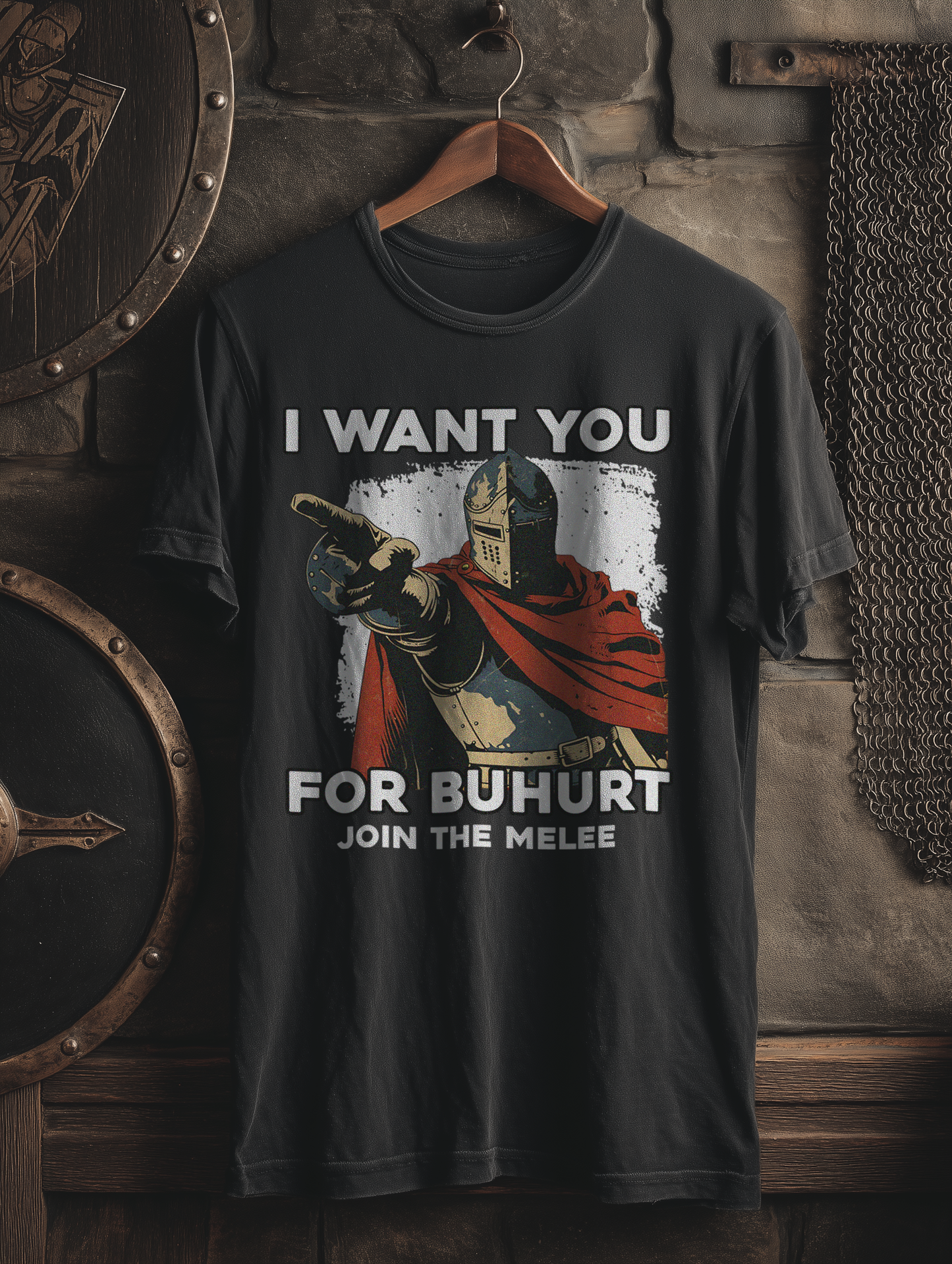Buhurt Herren Premium T-Shirt | „I want you – join the melee“ | Bouhourt Männer Shirt