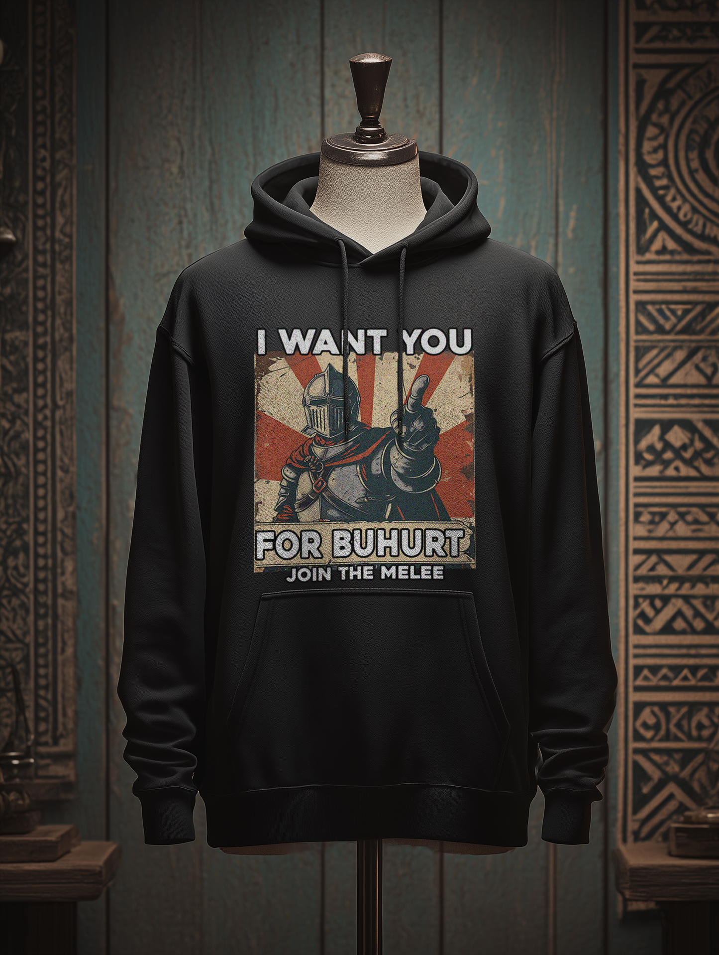 Buhurt Herren Hoodie | „I want you – join the melee“ | Bouhourt Männer Hoodie
