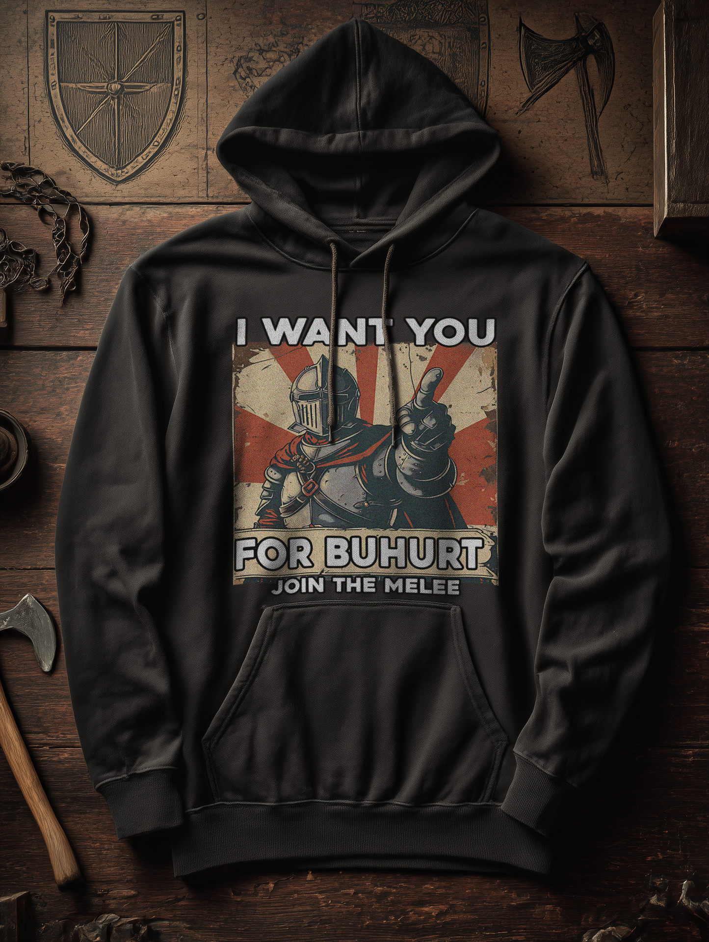Buhurt Herren Hoodie | „I want you – join the melee“ | Bouhourt Männer Hoodie