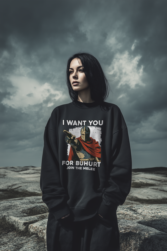 Buhurt Oversized Damen Pullover |„I want you – join the melee“ | Bouhourt Frauen Sweatshirt