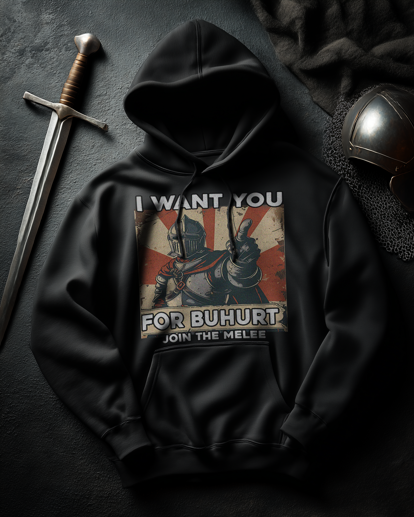 Buhurt Herren Hoodie | „I want you – join the melee“ | Bouhourt Männer Hoodie