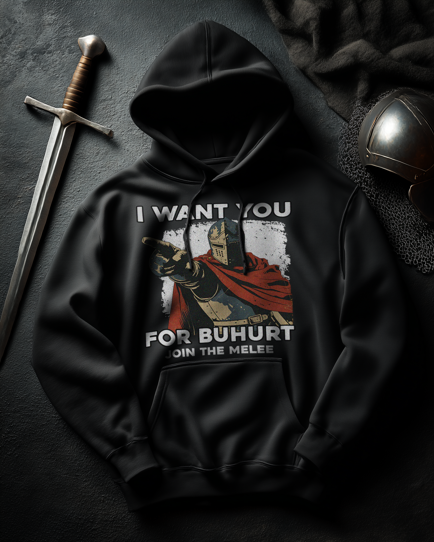 Buhurt Herren Bio Hoodie |„I want you – join the melee“ | Bouhourt Männer Hoodie