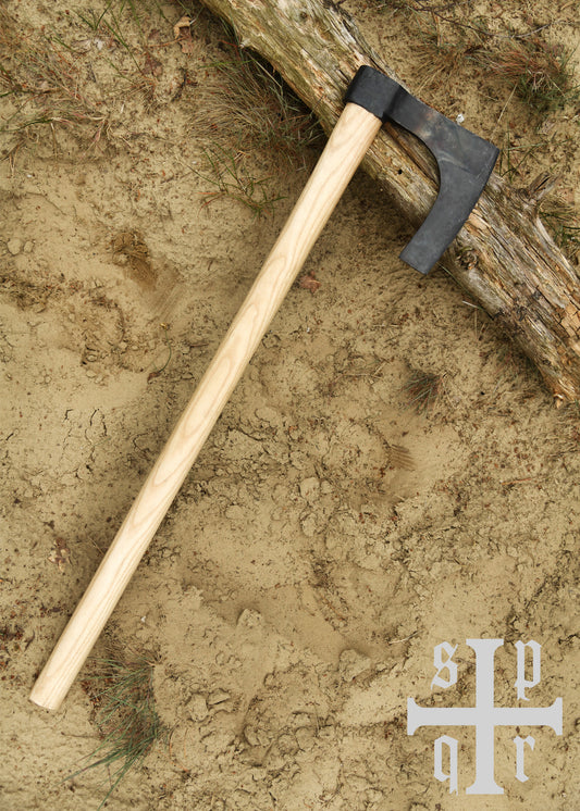 Handgeschmiedete Wikinger Bartaxt (Skeggøx) – Frühmittelalterliche Replik aus Carbonstahl (81 cm)