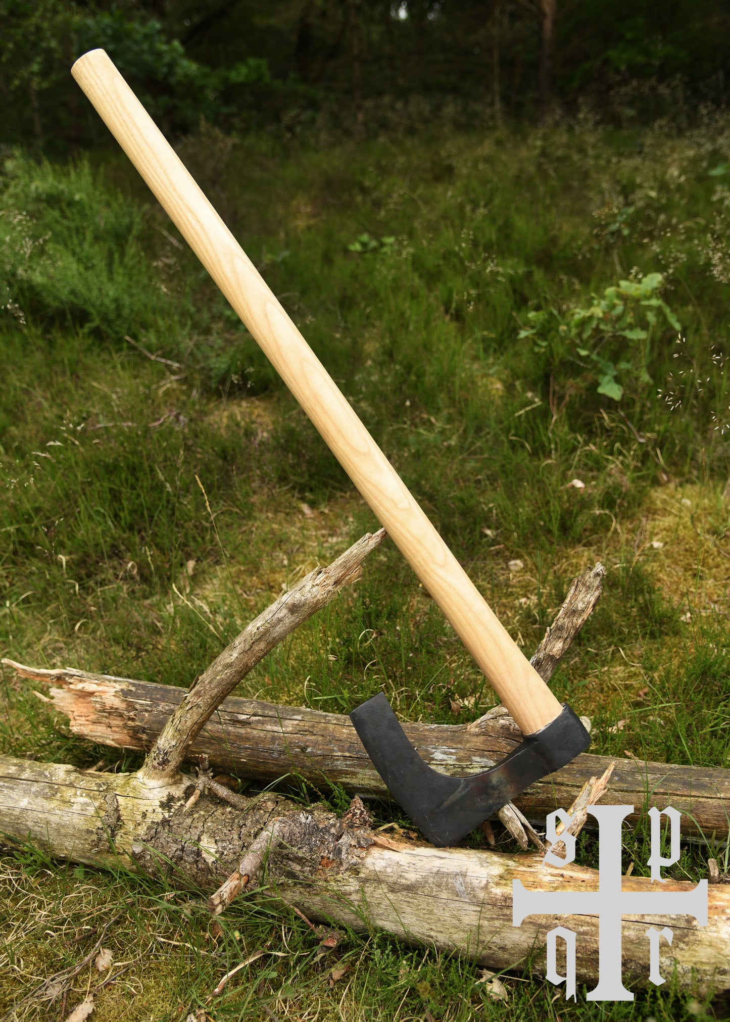 Handgeschmiedete Wikinger Bartaxt (Skeggøx) – Frühmittelalterliche Replik aus Carbonstahl (81 cm)