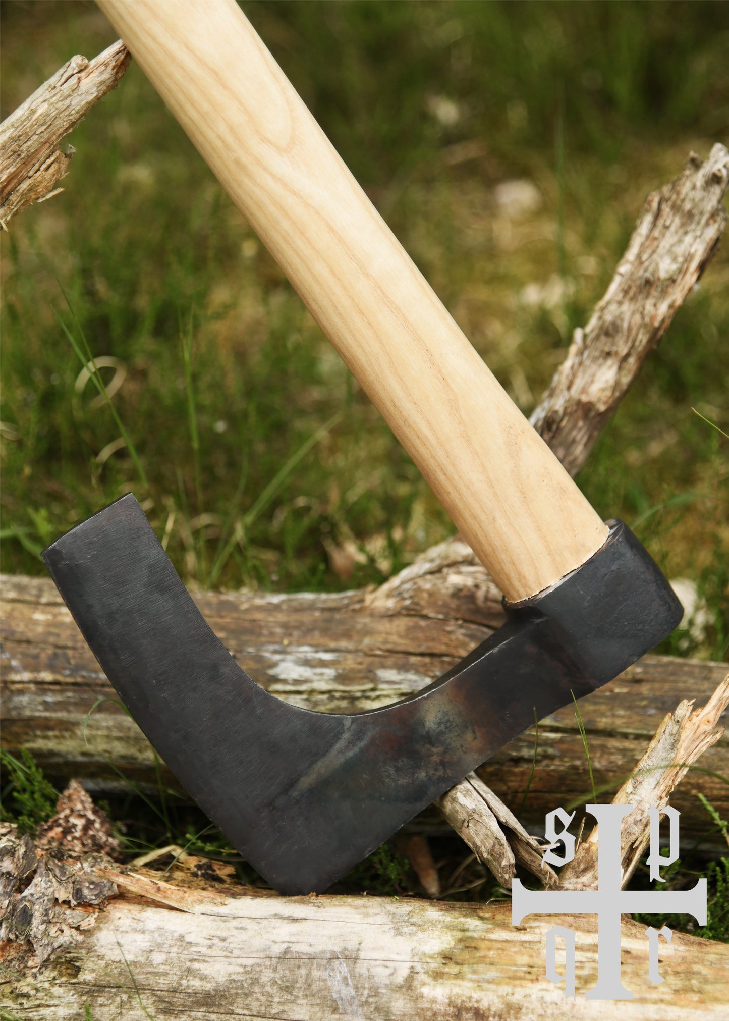 Handgeschmiedete Wikinger Bartaxt (Skeggøx) – Frühmittelalterliche Replik aus Carbonstahl (81 cm)