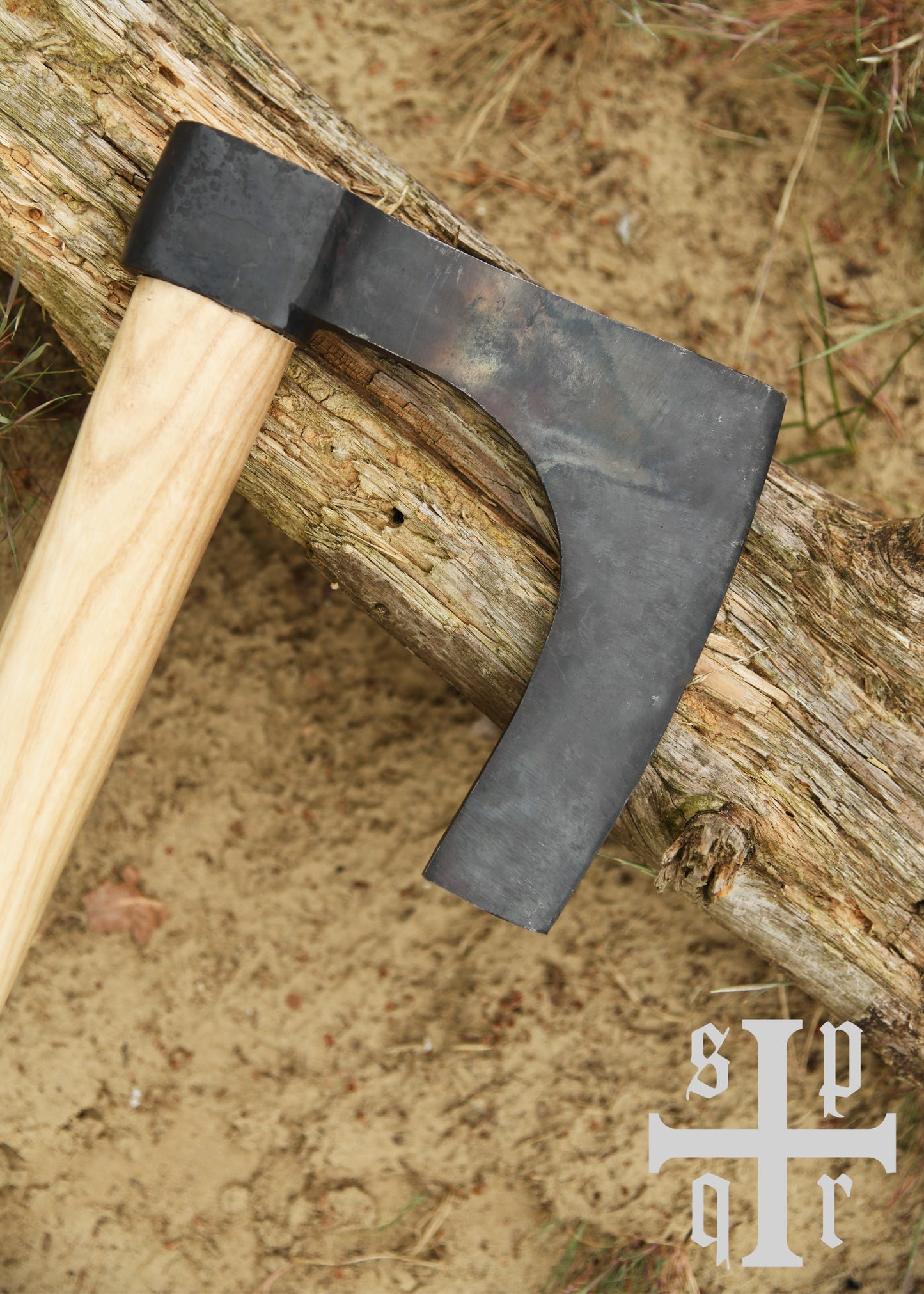 Handgeschmiedete Wikinger Bartaxt (Skeggøx) – Frühmittelalterliche Replik aus Carbonstahl (81 cm)