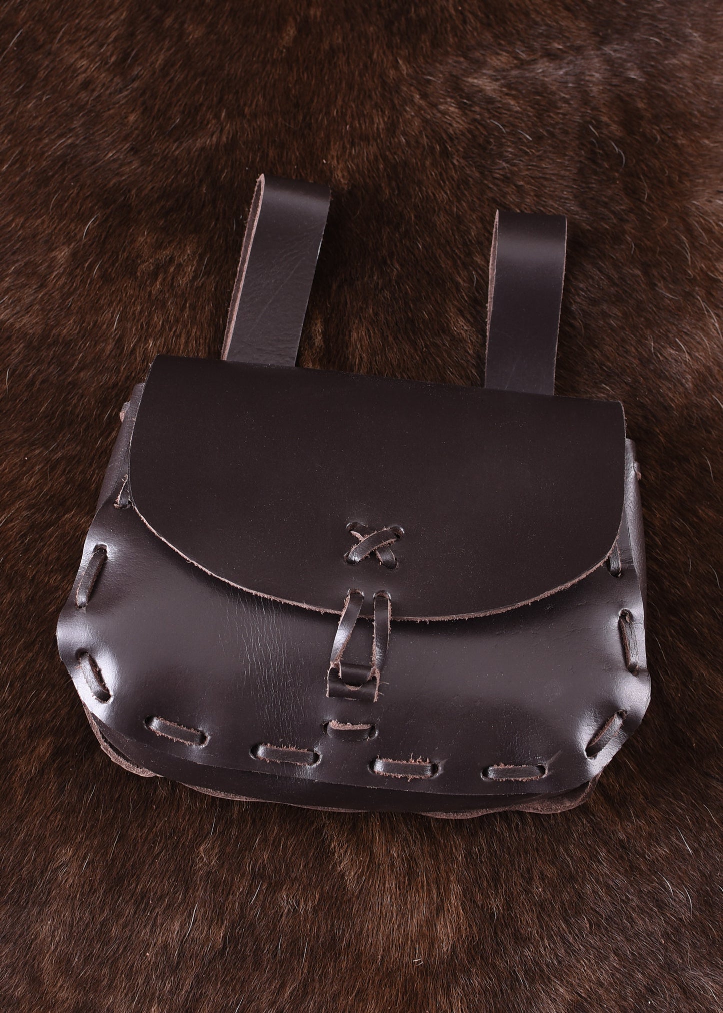 Mittelalter Gürteltasche aus Leder – Dunkelbraune Wendetasche