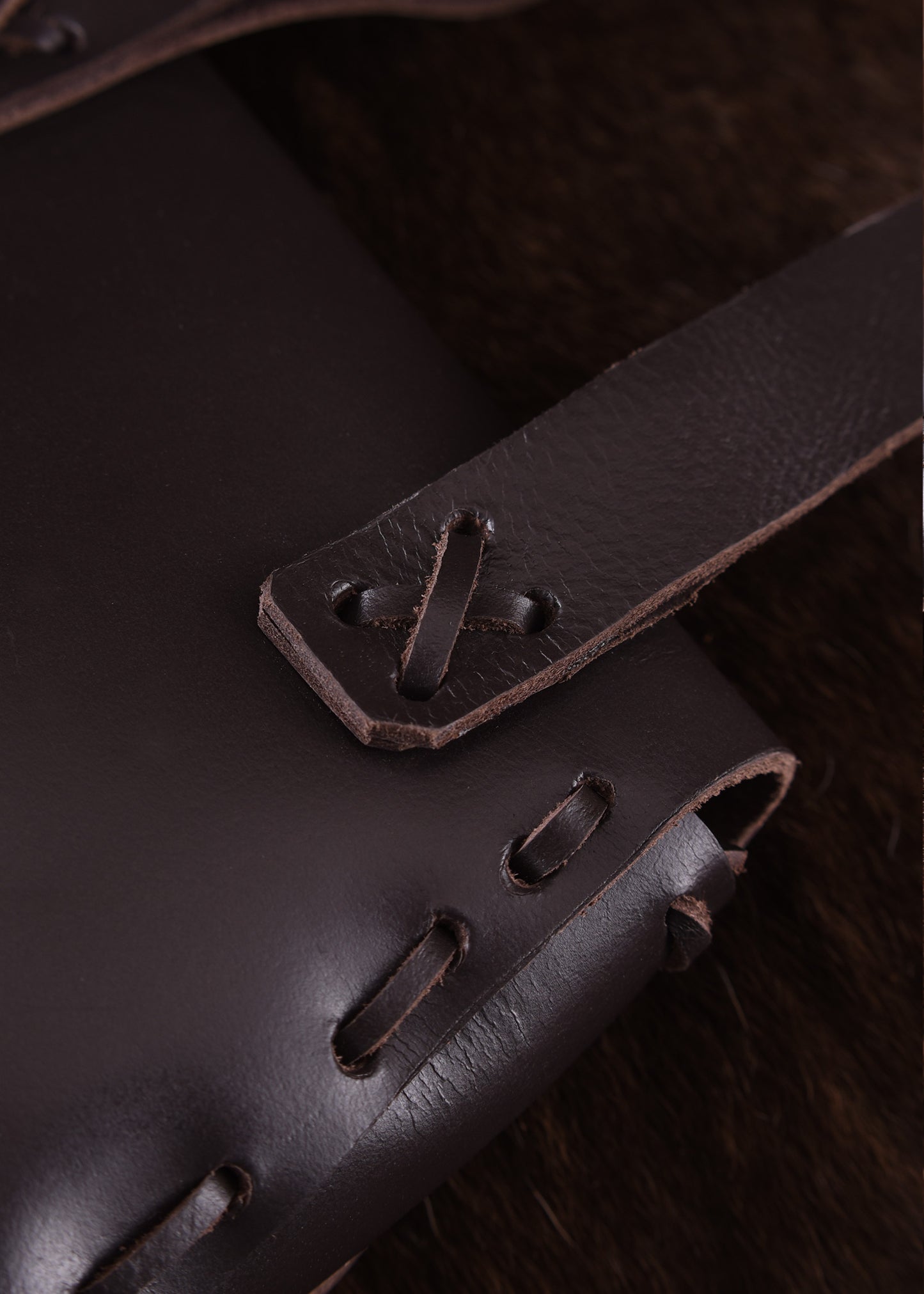 Mittelalter Gürteltasche aus Leder – Dunkelbraune Wendetasche