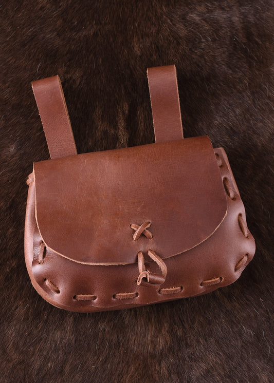 Mittelalter Gürteltasche aus Leder – Wendbare Ledertasche Hellbraun