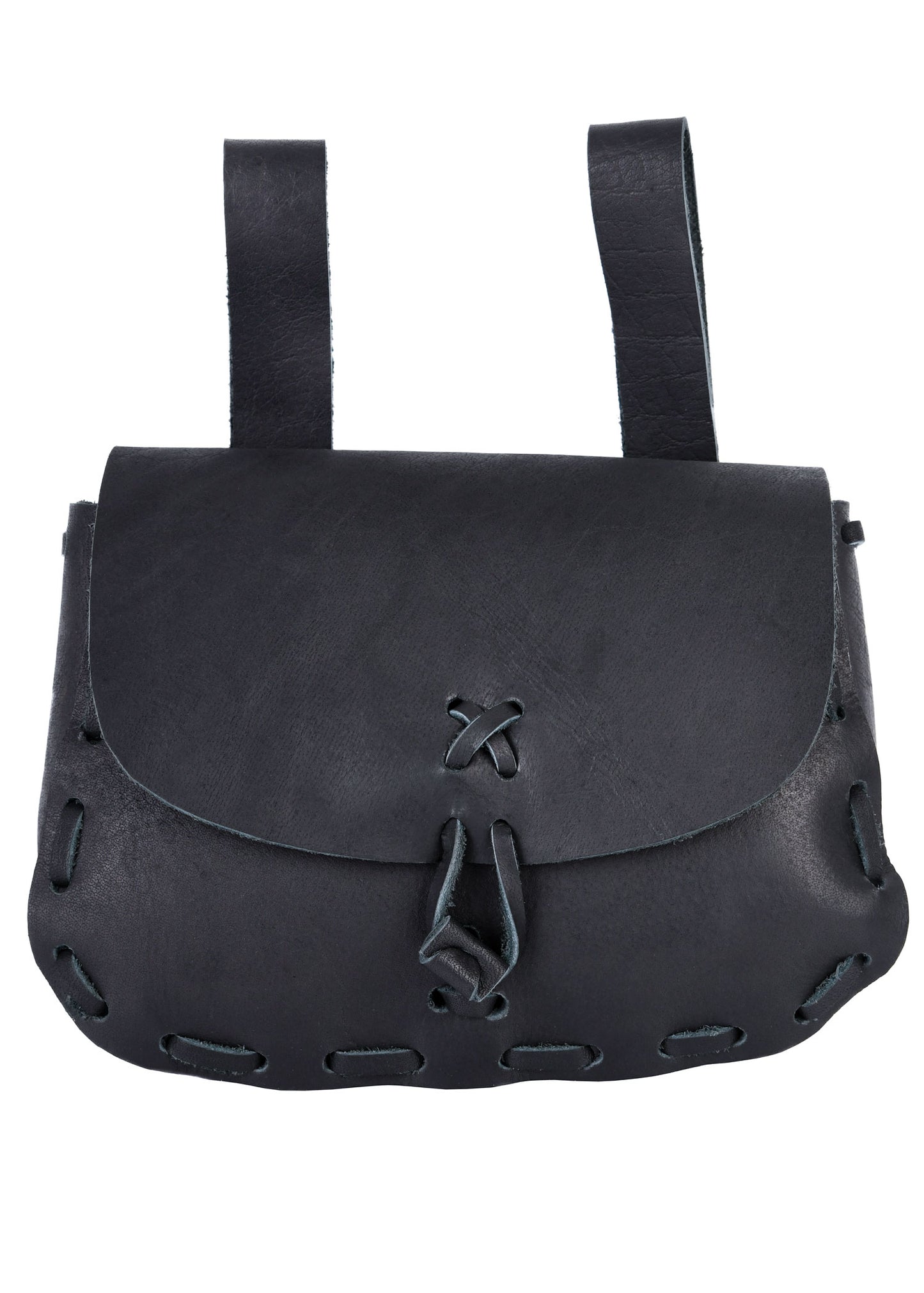 Mittelalter Gürteltasche aus Leder – Schwarze Wendetasche