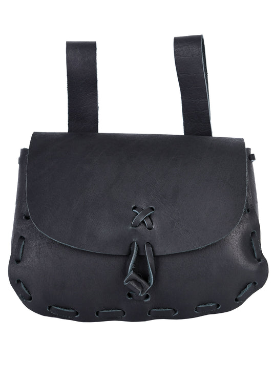Mittelalter Gürteltasche aus Leder – Schwarze Wendetasche