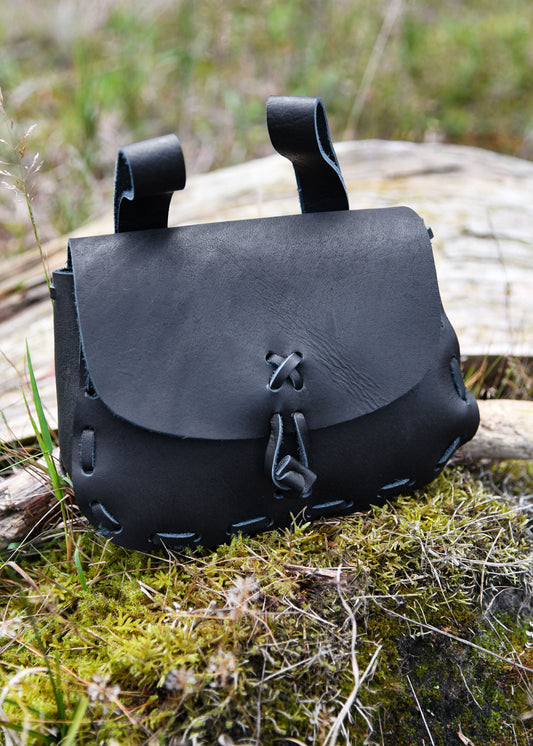 Mittelalter Gürteltasche aus Leder – Schwarze Wendetasche